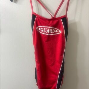 Red and Black Lifeguard Swimsuit